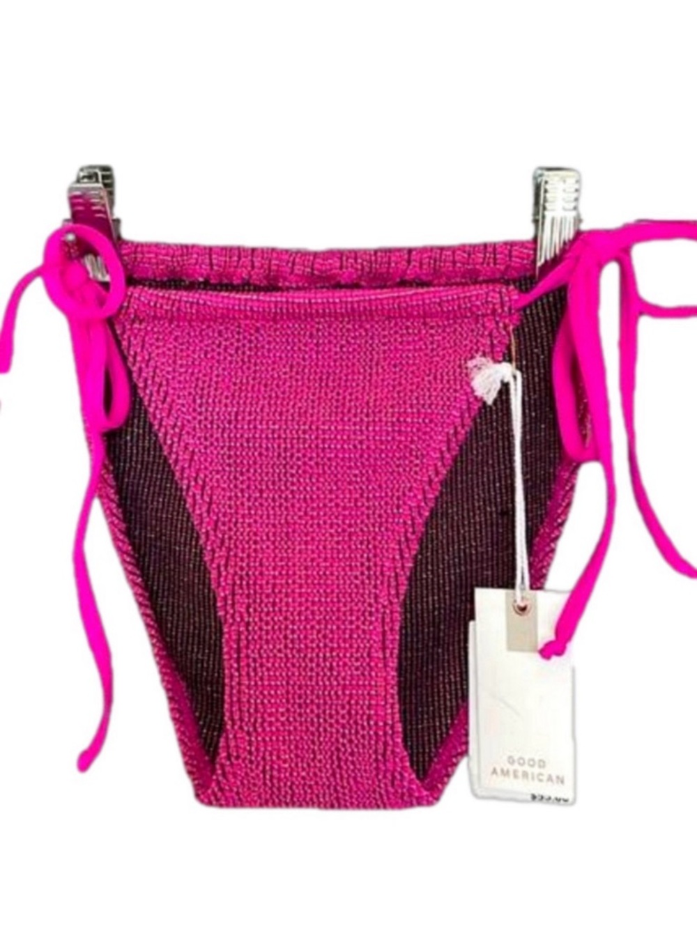 Good American Always Fits Metallic Fuchsia Bikini Bottom Size 3/4 L XL